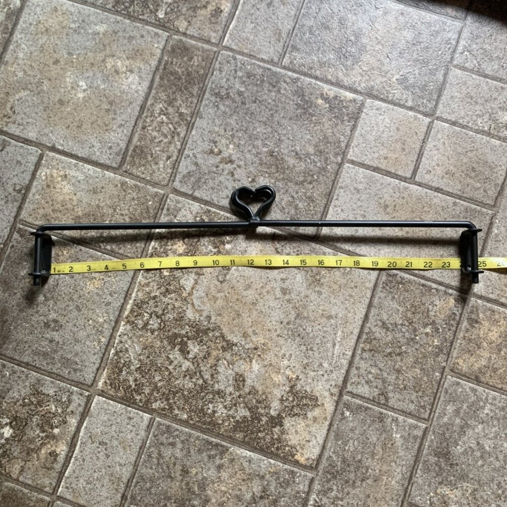 Vintage heavy weight hearts swing arm curtain rod set Black iron